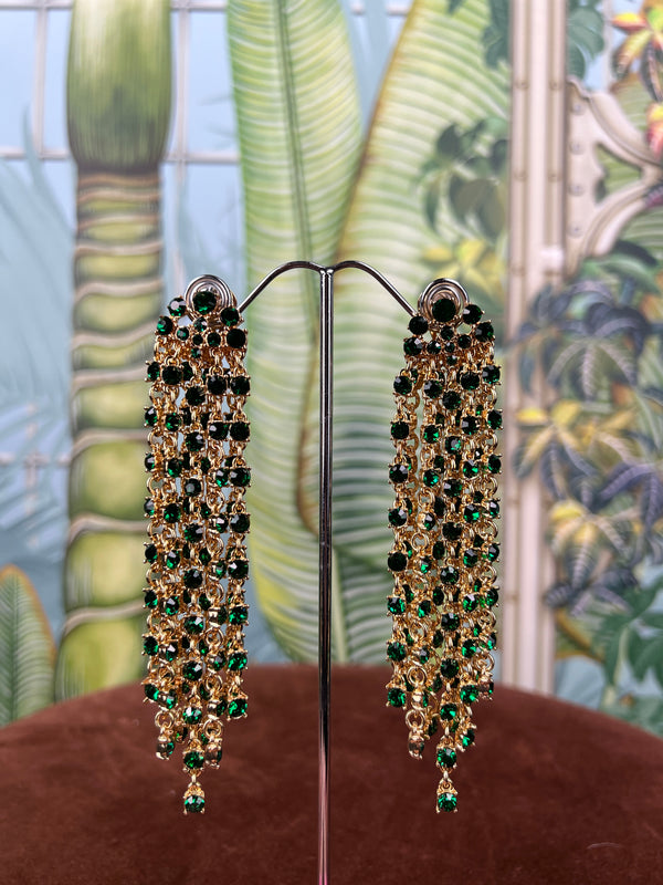 Oscar de la Renta earrings green, gold
