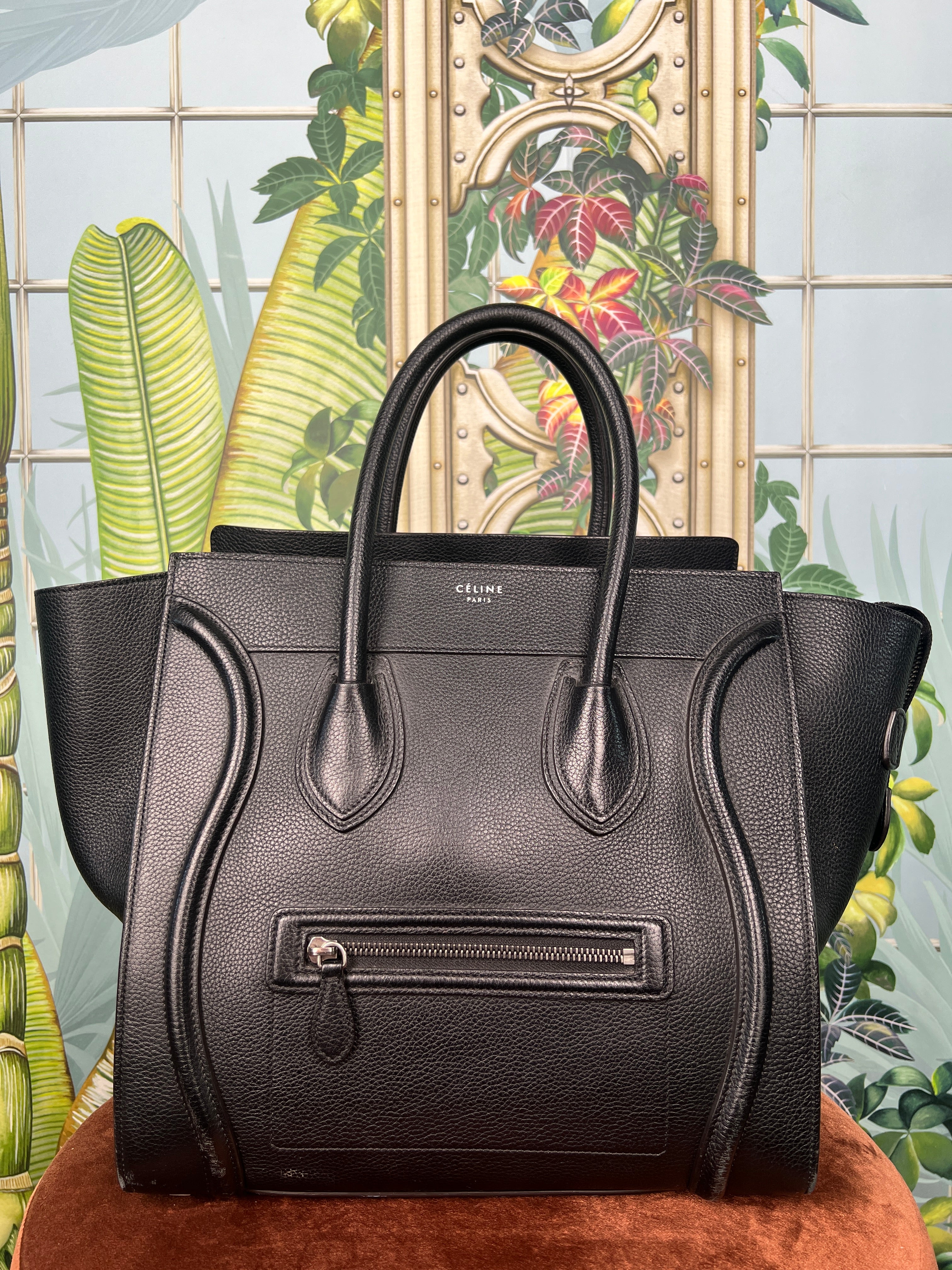 Celine luggage black leather bag