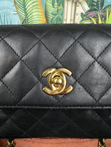 Chanel mini flap bag 24K gold black quilted lambskin