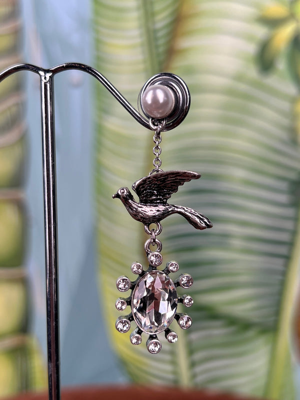 Oscar de la Renta earrings birds silver