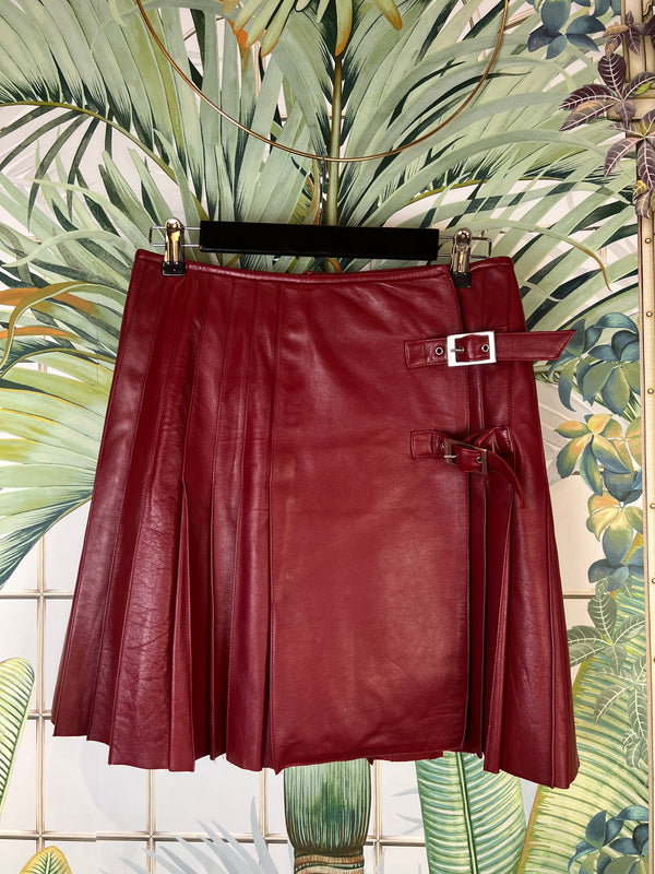 Mugler leather skirt red