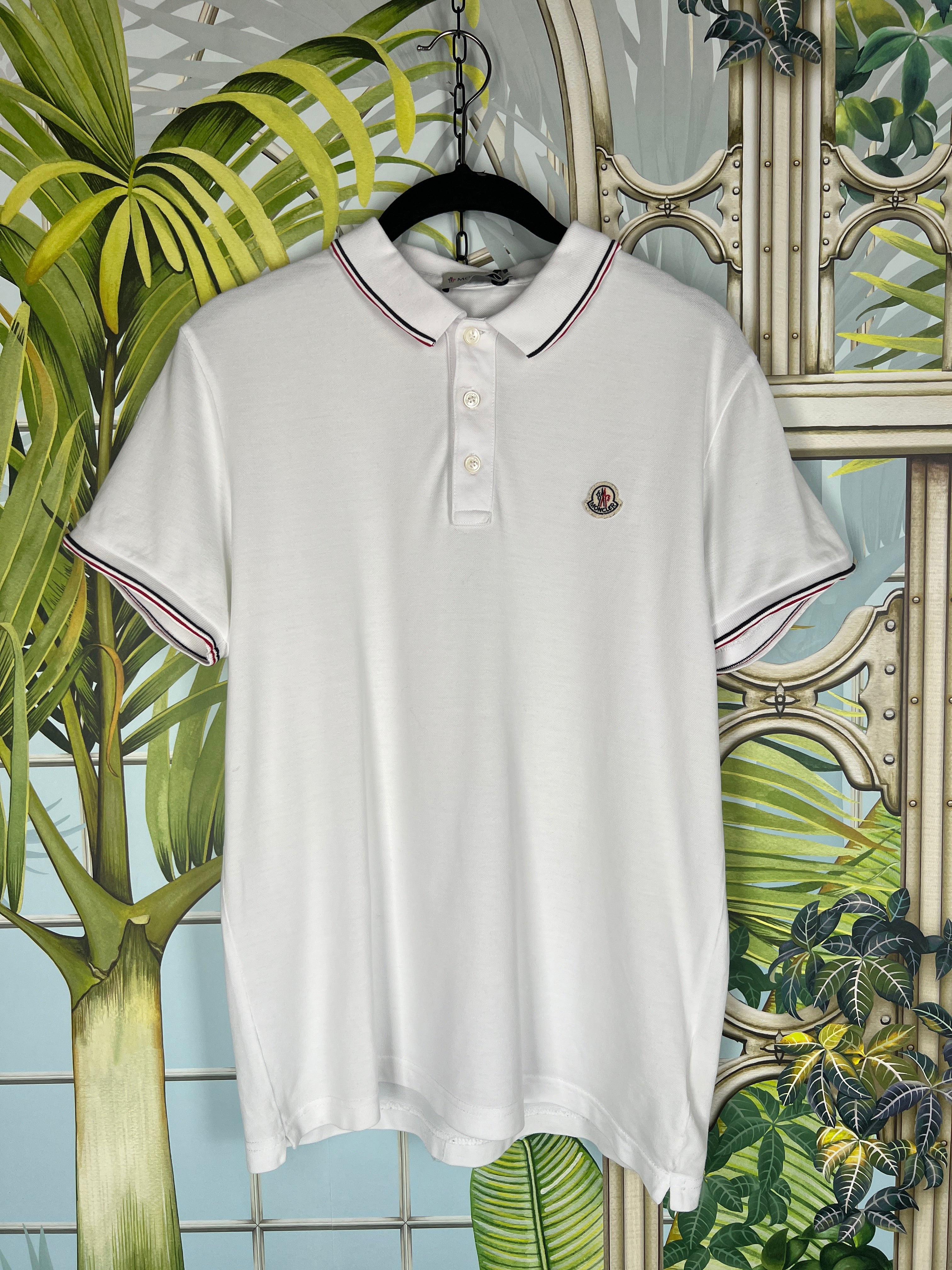 MONCLER Men outlet Polo Shirt Grey Maglia Polo Manica Corta Shirt Men Size Medium