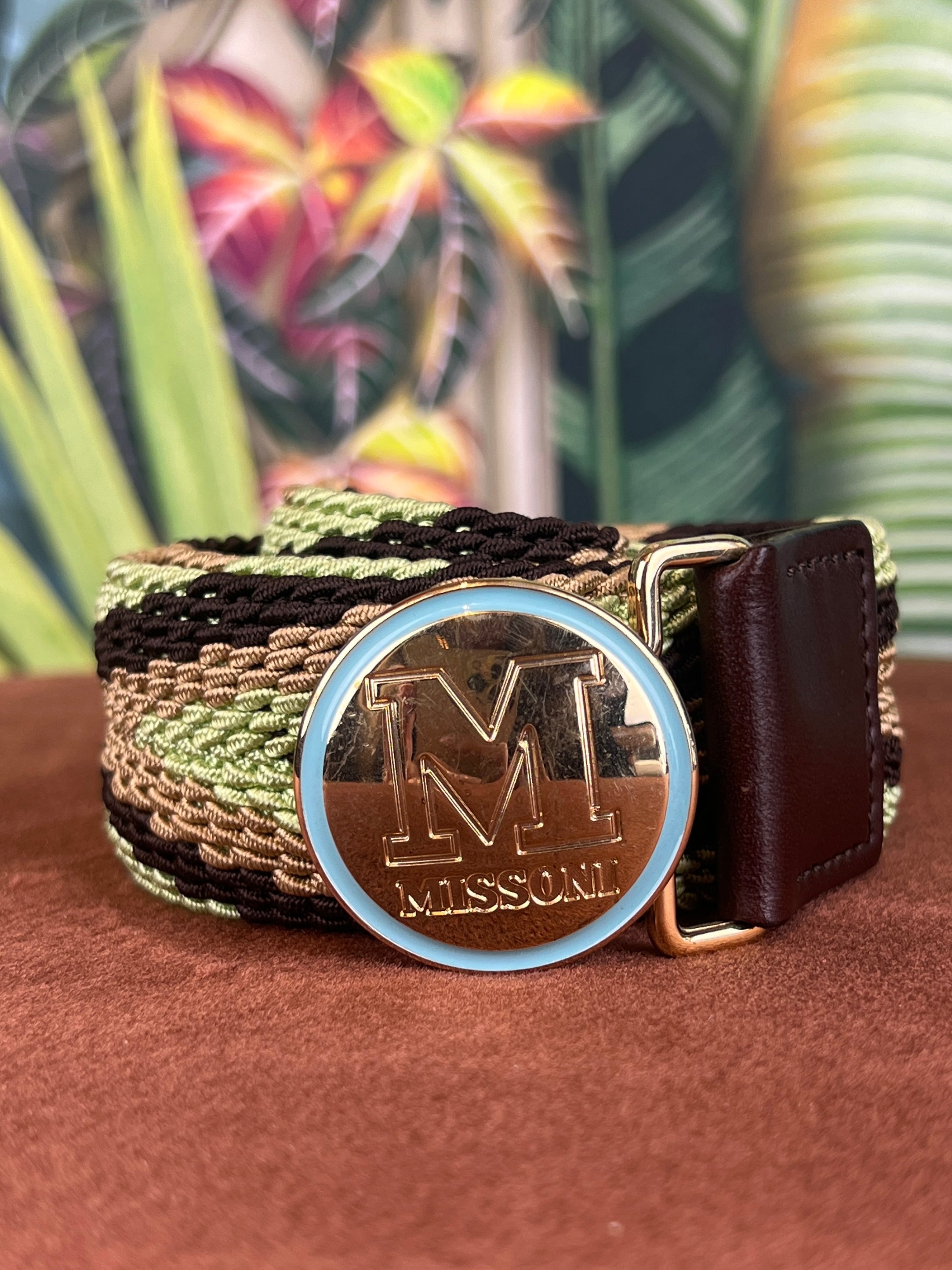Vintage green tones Missoni buckle belt 34 Silver-Ostrich-Luxury-Belts-  main image 4