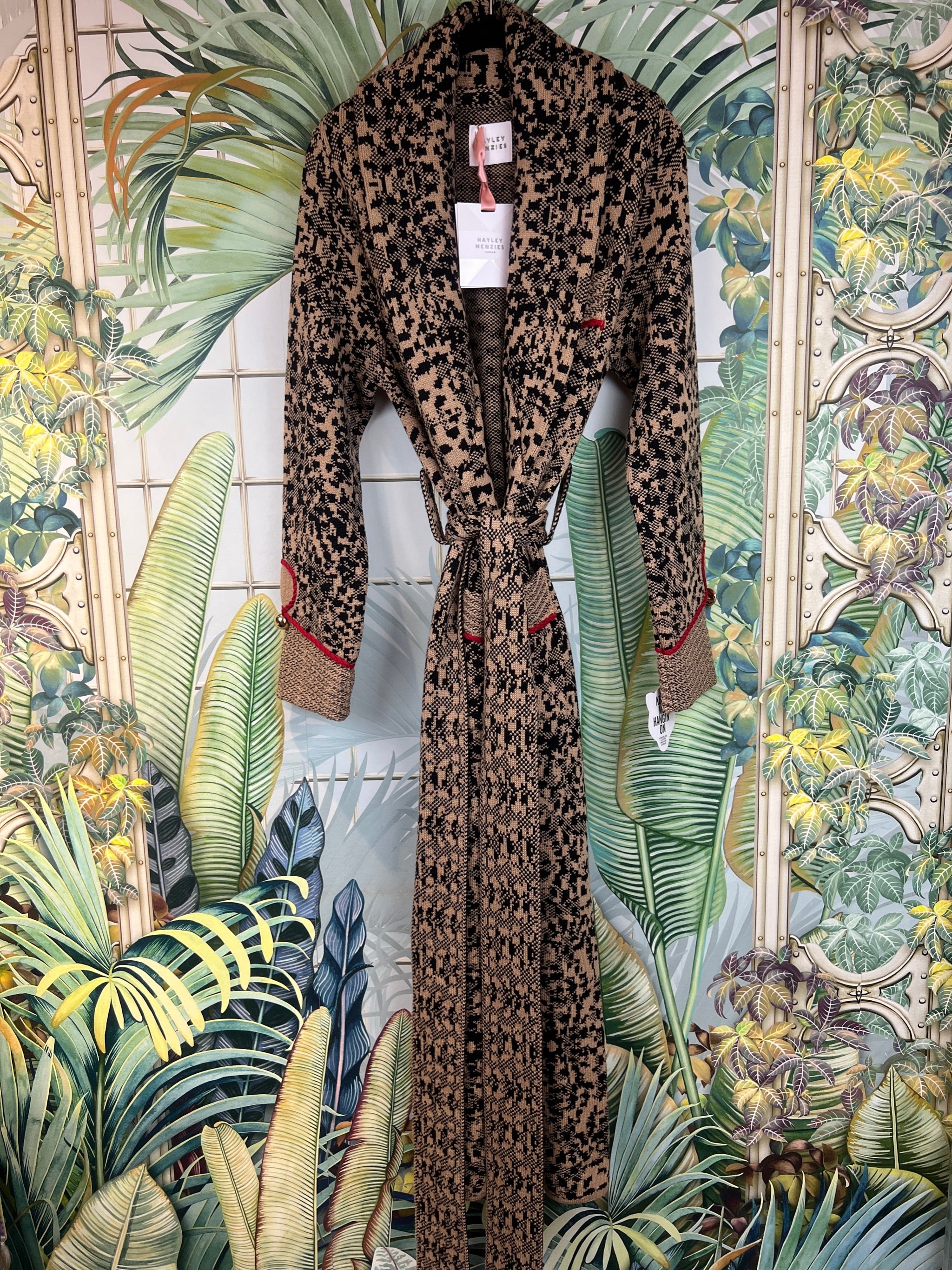 HARI MERINO JACQUARD SMOKING ROBE CAMEL – A Piece Lux - Main Image