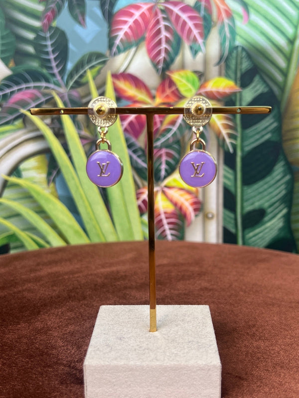 Repurposed LV pearl earrings purple