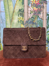 Chanel flap suede brown