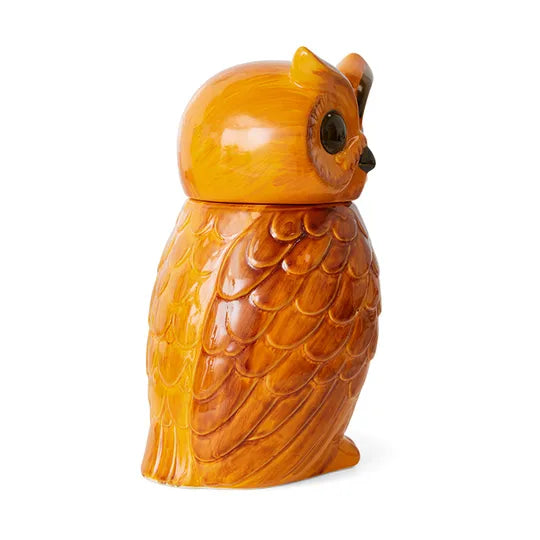 HK living ceramic owl jar orange