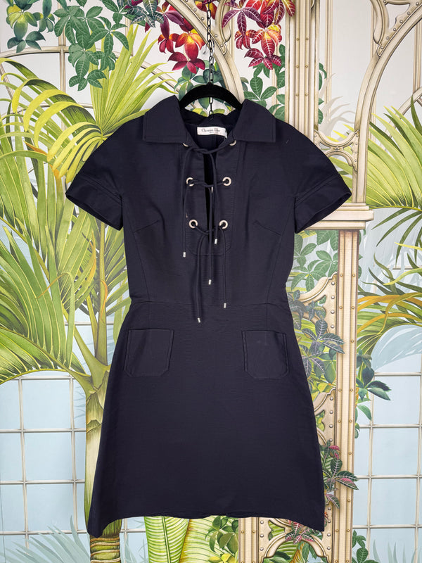 Christian Dior Double Liens Ceinture dress Bleu Marine