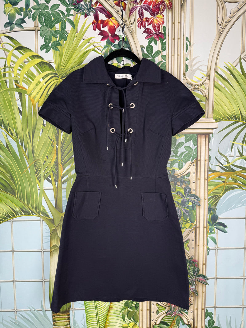 Christian Dior Double Liens Ceinture dress Bleu Marine