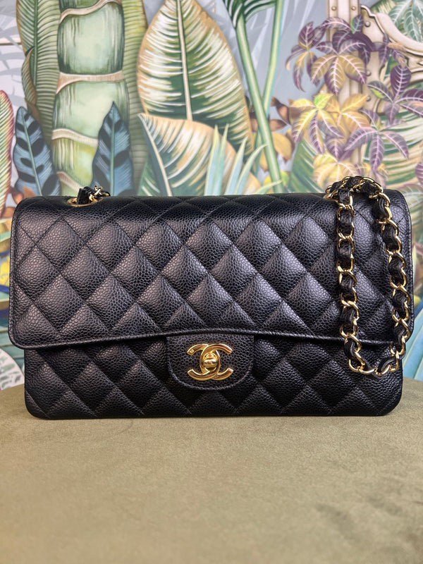 Chanel classic double flap bag small caviar leather