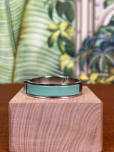Hermès clic H bracelet vert aqua palladium plated