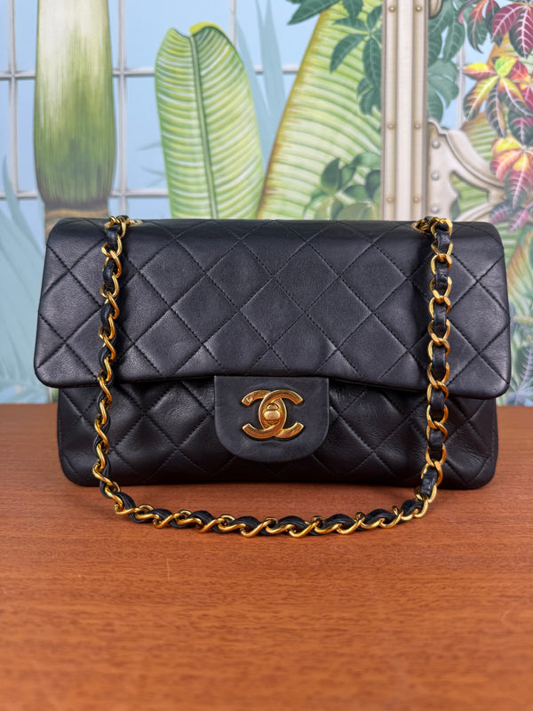 Chanel double flap bag small black/gold