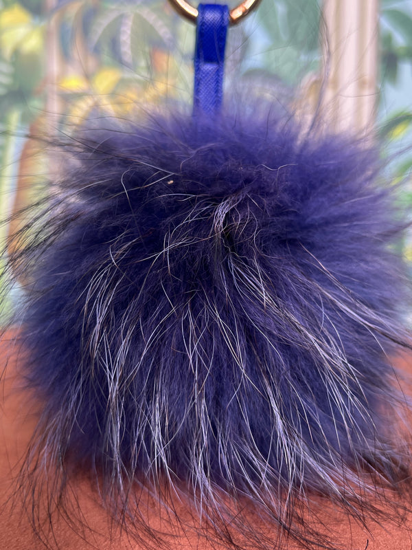 Fur ball bag charm blue