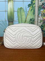 Gucci marmont small off white camera bag