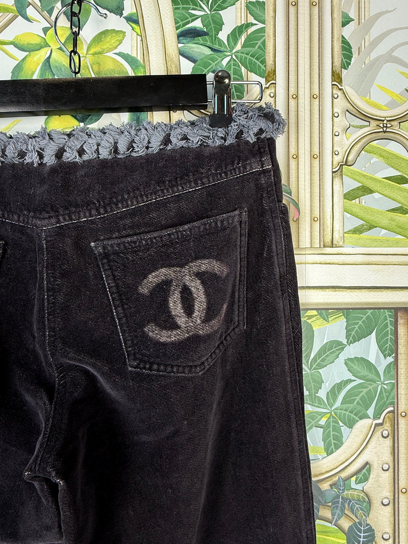 Chanel vintage navy velvet pants 2002's Winter collection