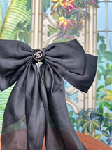 Repurposed hair clip bow silk black