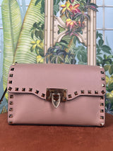 Valentino Garavani rocketed small leather crossbody bag poudre