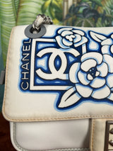 Chanel sports white camelia nylon flap bag