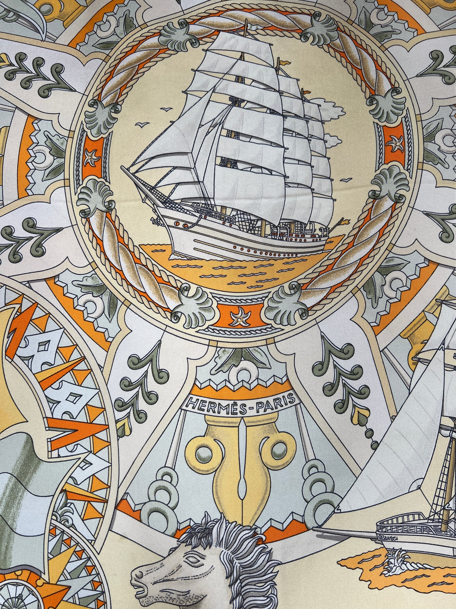 Hermés silk scarf lair marin orange – A Piece Lux