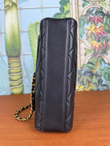 Chanel classic black square flap bag quilted caviar