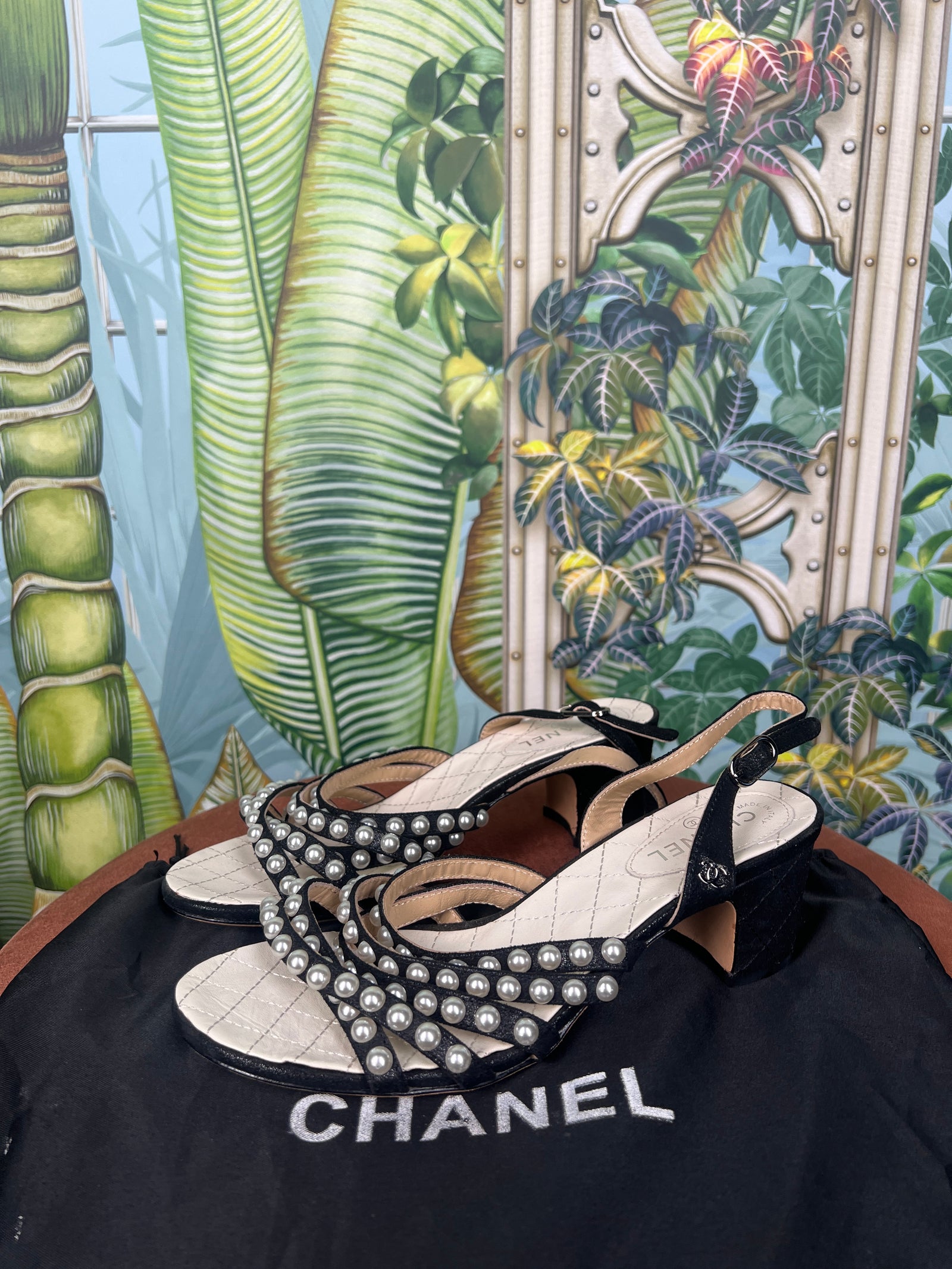 Chanel heels black with pearls – A Piece Lux