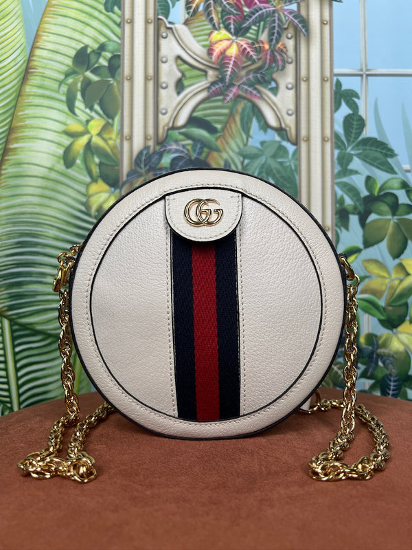 Gucci ophida round crossbody bag white