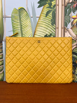 Chanel timeless yellow quilted cutch