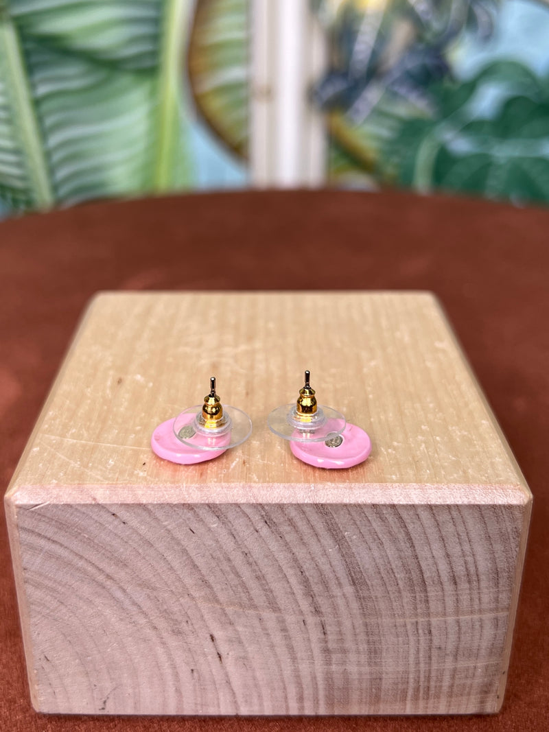 Chanel pink round earrings