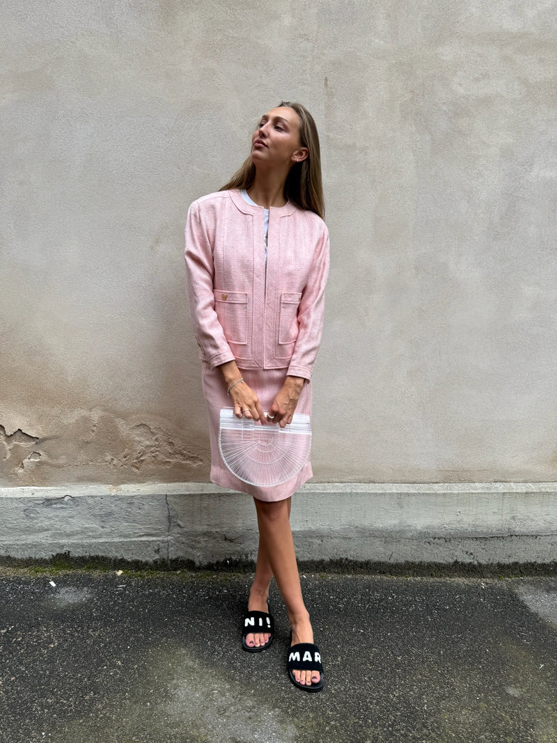 Chanel pink tweed set