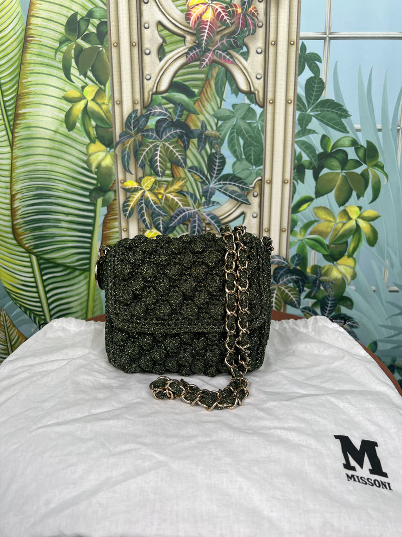 Missoni raffia mini crossbody bag green