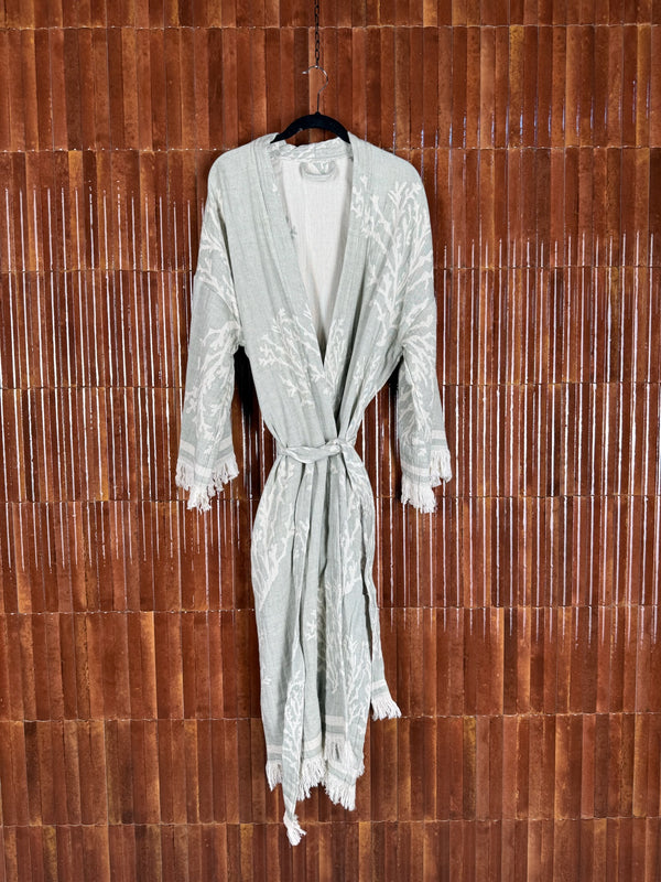 Amca cotton kaftan corallium green