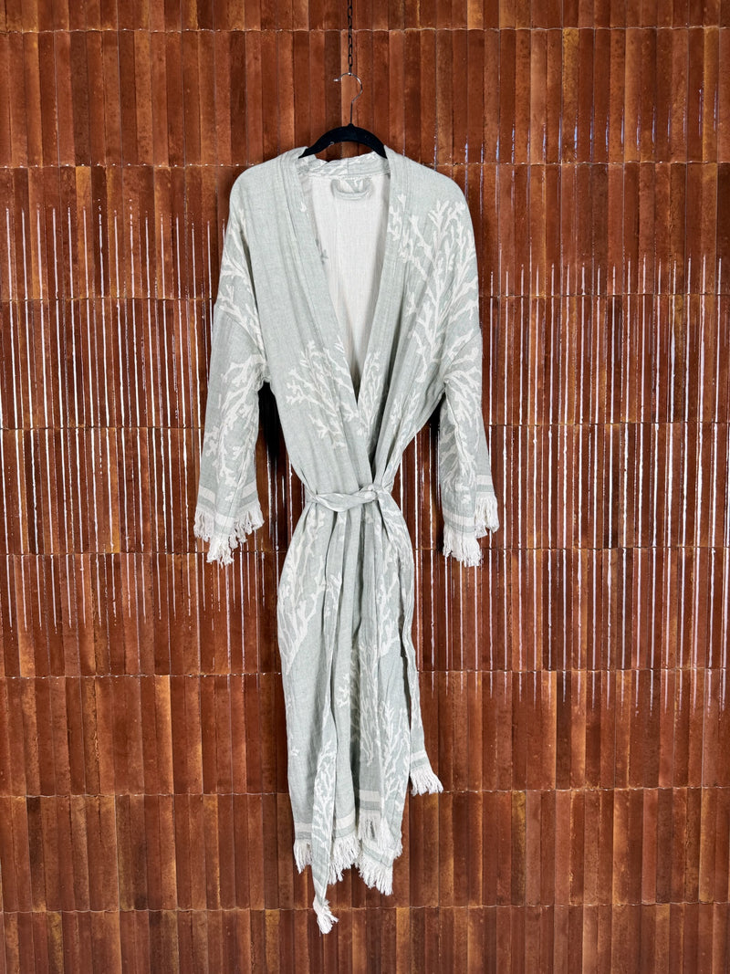 Amca cotton kaftan corallium green