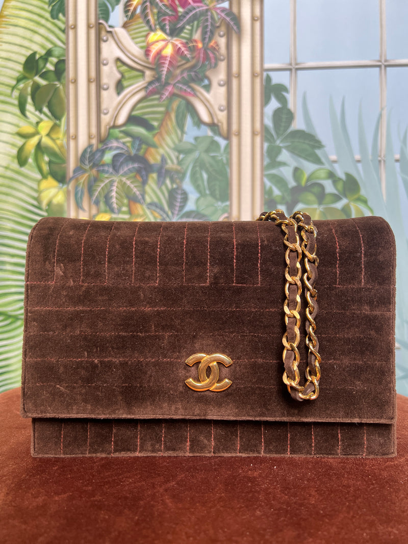 Chanel flap suede brown