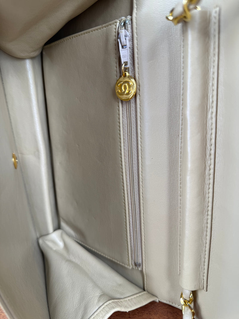 Chanel single vintage flap bag beige