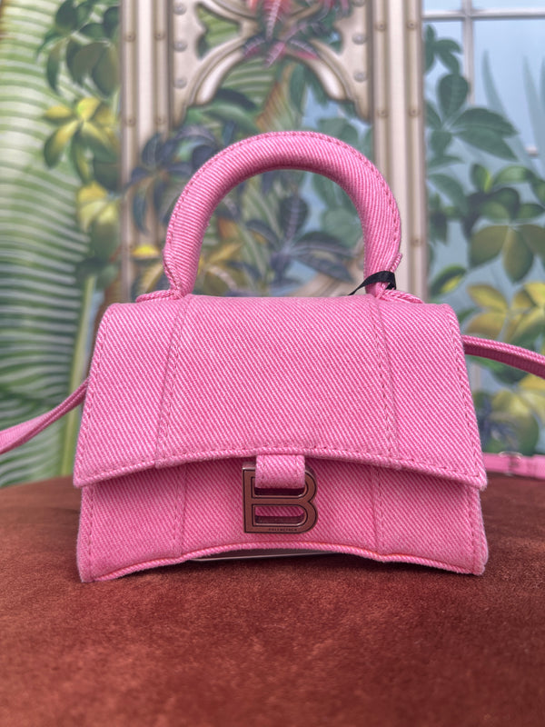 Balenciaga Hourglass pink denim mini limited edition bag