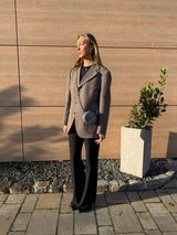 Chanel round quilted caviar leather bag grey