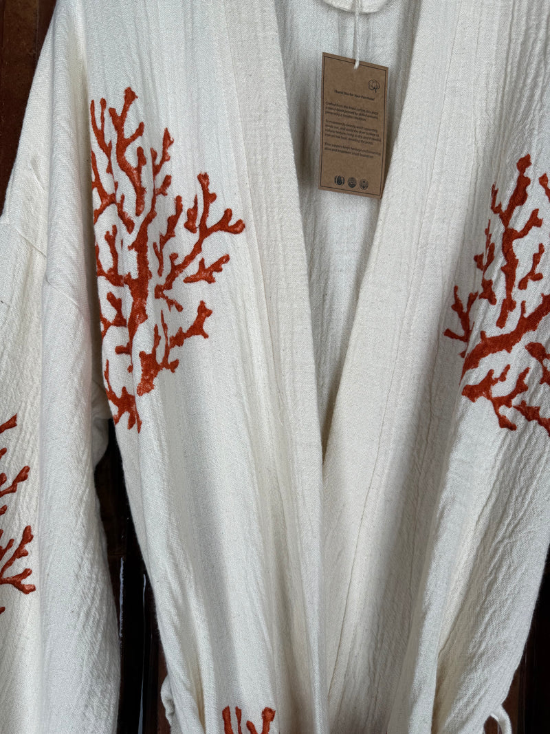 Amca cotton kaftan corallium red