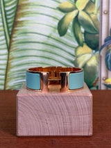 Hermès Clic H Bracelet turquoise / rose gold