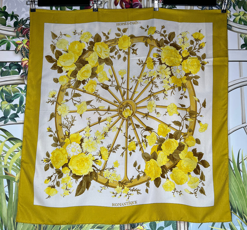 Hermés silk scarf romantique yellow flower