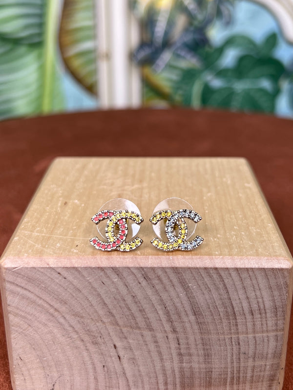 Chanel CC earrings multicolor