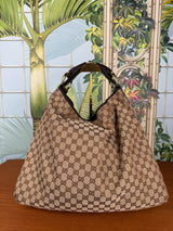 Gucci Monocram Horsebit Guccissima Canvas Hobo Bag