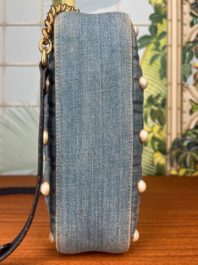 Gucci marmont Denim bag/pearls