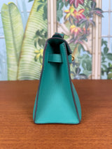 Hermés Kelly pochette vert verone swift gold plated