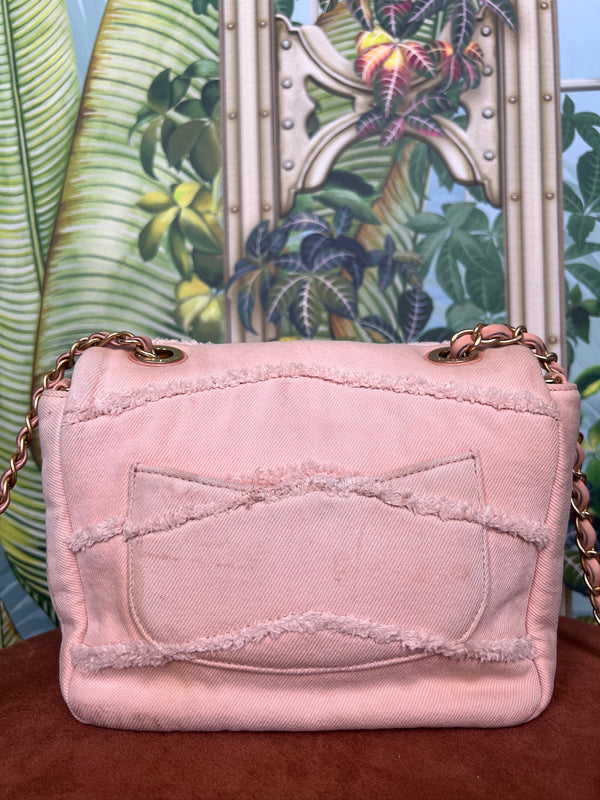 Chanel flap bag denim pink coco