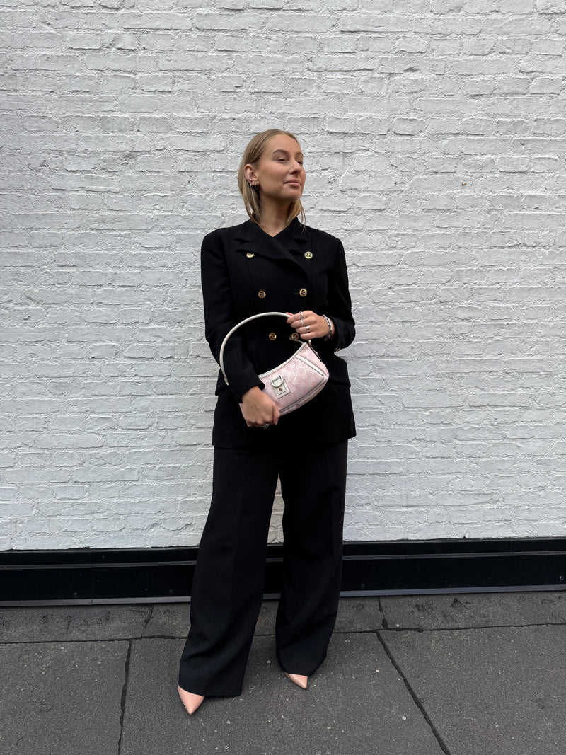 Gucci pink GG canvas Abby D ring baguette bag