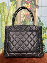 Chanel medallion tote caviar  black