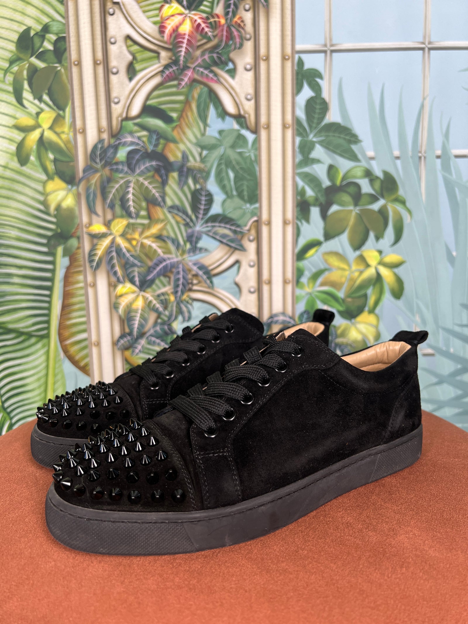Christian Louboutin spike flat velvet sneakers – A Piece Lux
