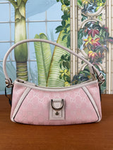 Gucci pink GG canvas Abby D ring baguette bag