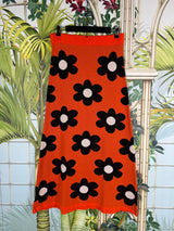 Orange set with cat and flower print