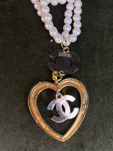 Repurposed CC pearl heart necklace